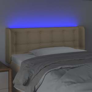 Čelo postele s LED krémové 83 x 16 x 78/88 cm textil - obrázek 4