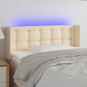 Čelo postele s LED krémové 83 x 16 x 78/88 cm textil - obrázek 1
