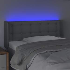 Čelo postele s LED světle šedé 93 x 16 x 78/88 cm textil - obrázek 4