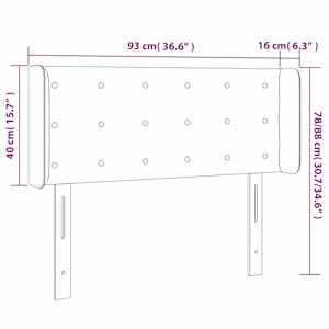 Čelo postele s LED světle šedé 93 x 16 x 78/88 cm textil - obrázek 6