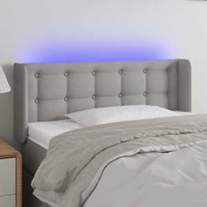 Čelo postele s LED světle šedé 93 x 16 x 78/88 cm textil