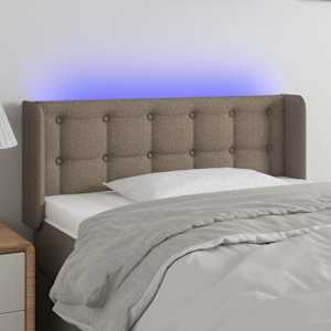 Čelo postele s LED taupe 93 x 16 x 78/88 cm textil - obrázek 1