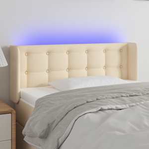LED posteljno vzglavje krem 93x16x78/88 cm blago