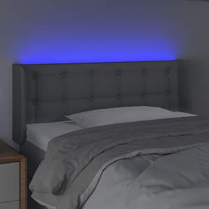 Čelo postele s LED světle šedé 103 x 16 x 78/88 cm textil - obrázek 4