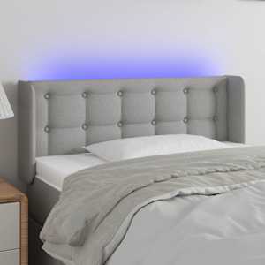 Čelo postele s LED světle šedé 103 x 16 x 78/88 cm textil - obrázek 1