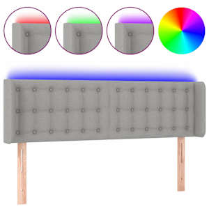 Čelo postele s LED světle šedé 147 x 16 x 78/88 cm textil - obrázek 2