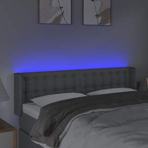 Čelo postele s LED světle šedé 147 x 16 x 78/88 cm textil - obrázek 4