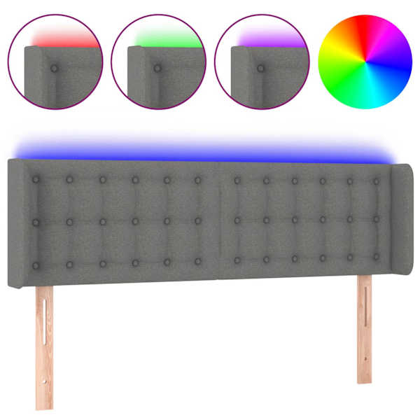 vidaXL LED-voodipeats, tumehall, 147x16x78/88 cm, kangas