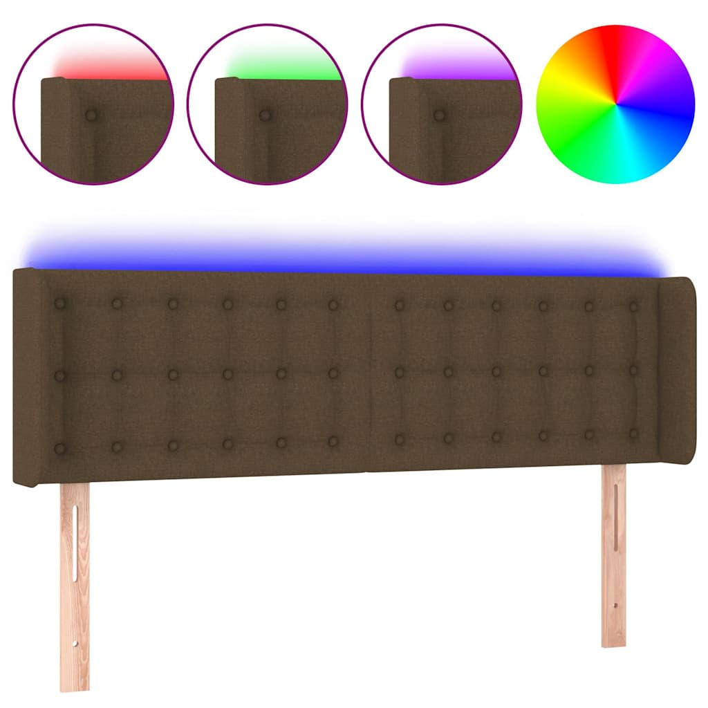 vidaXL Hoofdbord LED 147x16x78/88 cm stof donkerbruin bruin, foto 3