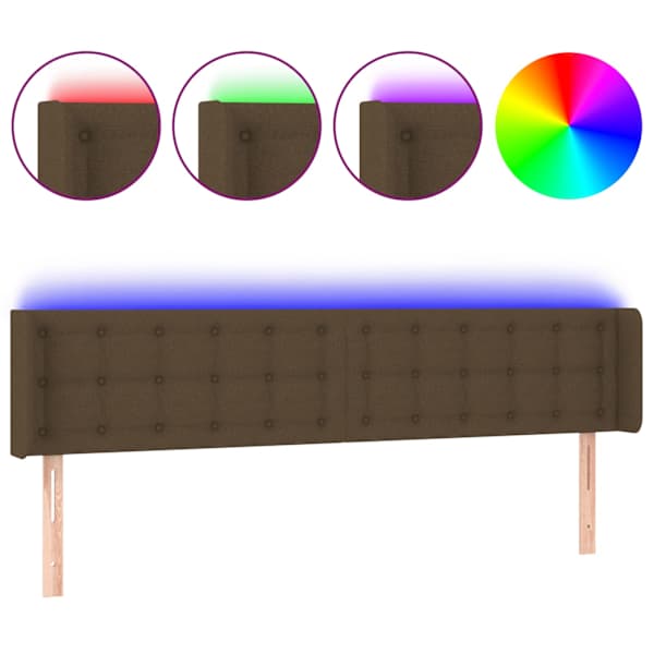 vidaXL LED-voodipeats, tumepruun, 163x16x78/88 cm, kangas