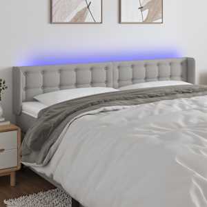 Čelo postele s LED světle šedé 183 x 16 x 78/88 cm textil - obrázek 1