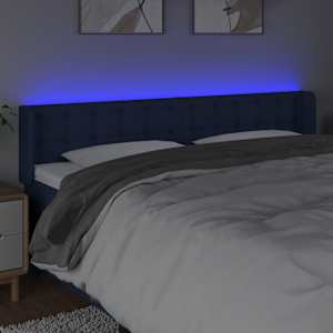 Čelo postele s LED modré 183 x 16 x 78/88 cm textil - obrázek 4