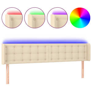 vidaXL LED-voodipeats, kreemjas, 203x16x78/88 cm, kangas