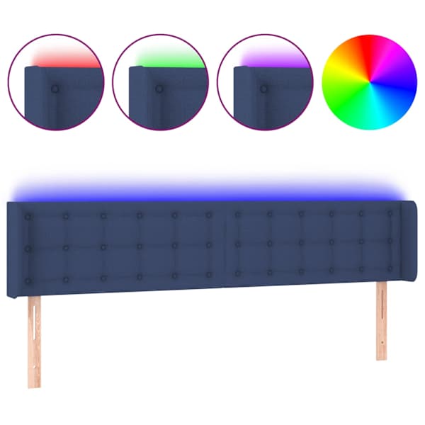 vidaXL LED-voodipeats, sinine, 203x16x78/88 cm, kangas