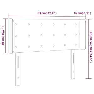 Čelo postele s LED světle šedé 83 x 16 x 78/88 cm samet - obrázek 6