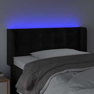 Čelo postele s LED černé 83 x 16 x 78/88 cm samet - obrázek 4