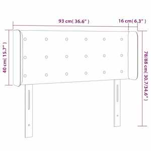 Čelo postele s LED světle šedé 93 x 16 x 78/88 cm samet - obrázek 6