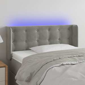 Čelo postele s LED světle šedé 93 x 16 x 78/88 cm samet - obrázek 1