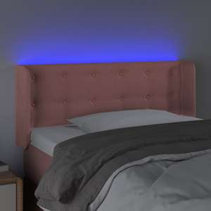 Čelo postele s LED růžové 93 x 16 x 78/88 cm samet - obrázek 4
