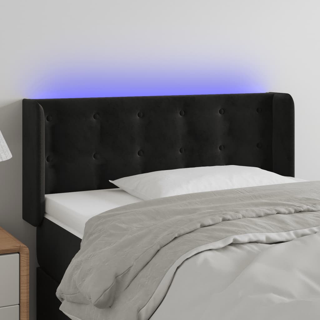 vidaXL LED Kopfteil Schwarz 103x16x78/88 cm Samt