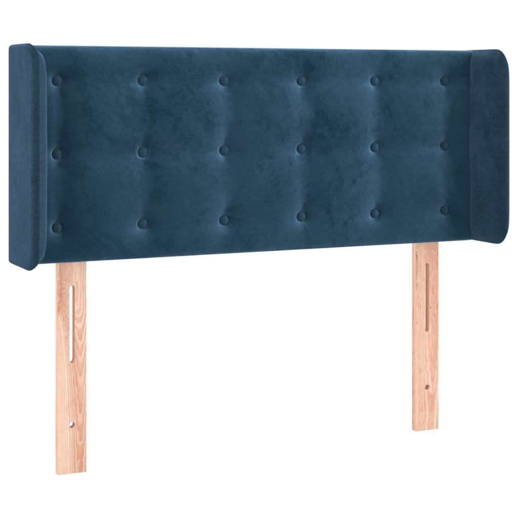 vidaXL Hoofdbord LED 103x16x78/88 cm fluweel donkerblauw afbeelding