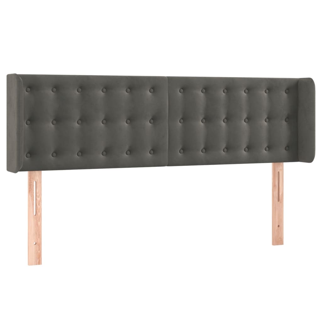 vidaXL Hoofdbord LED 147x16x78/88 cm fluweel donkergrijs afbeelding