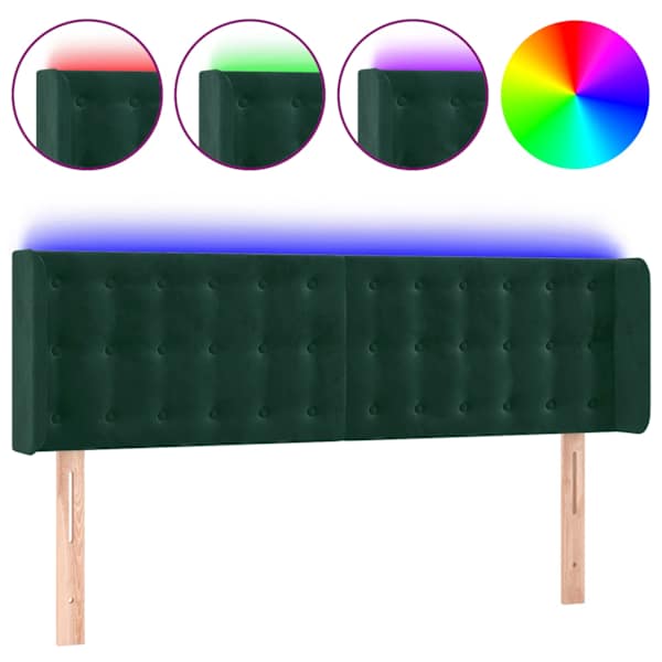 vidaXL LED-voodipeats, tumeroheline, 147x16x78/88 cm, samet