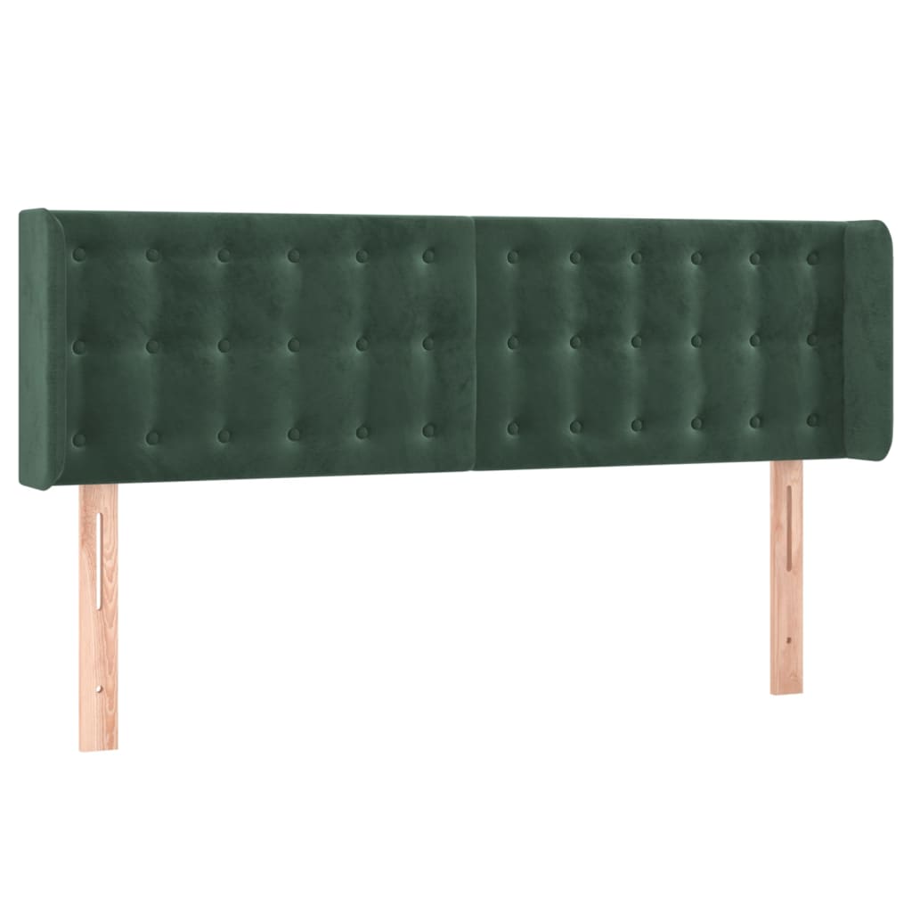 vidaXL Hoofdbord LED 147x16x78/88 cm fluweel donkergroen afbeelding