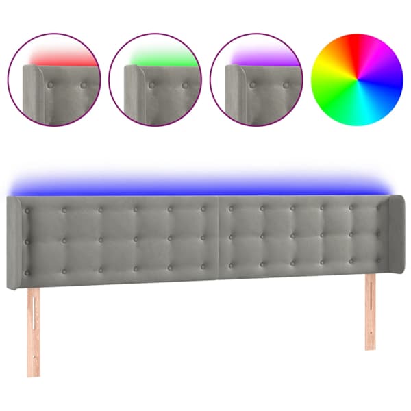 vidaXL LED-voodipeats, helehall, 163x16x78/88 cm, samet