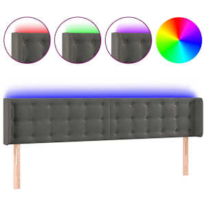 vidaXL LED-voodipeats, tumehall, 163x16x78/88 cm, samet