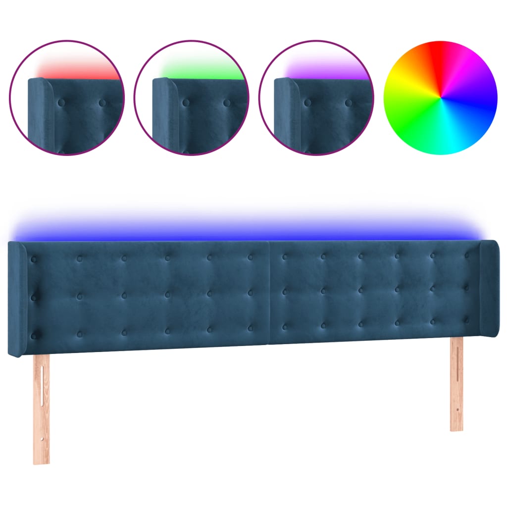 Thumbnail - vidaXL LED Kopfteil Dunkelblau 183x16x78/88 cm Samt