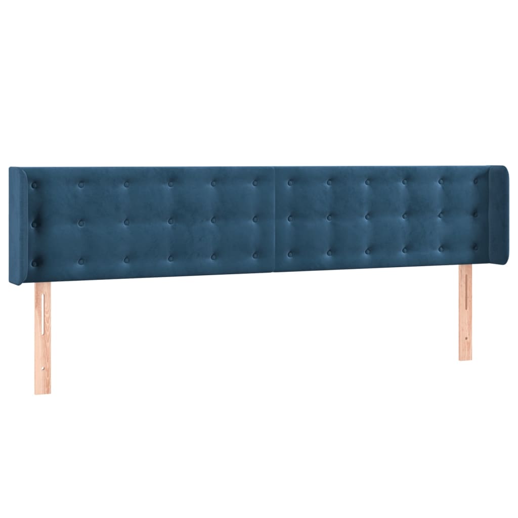 vidaXL Hoofdbord LED 183x16x78/88 cm fluweel donkerblauw afbeelding