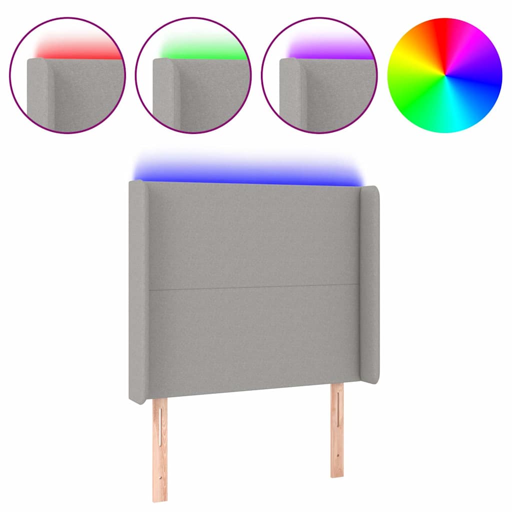 vidaXL Hoofdbord LED 83x16x118/128 cm stof lichtgrijs grijs, foto 3