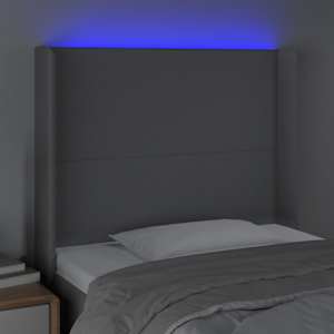Čelo postele s LED světle šedé 83 x 16 x 118/128 cm textil - obrázek 4