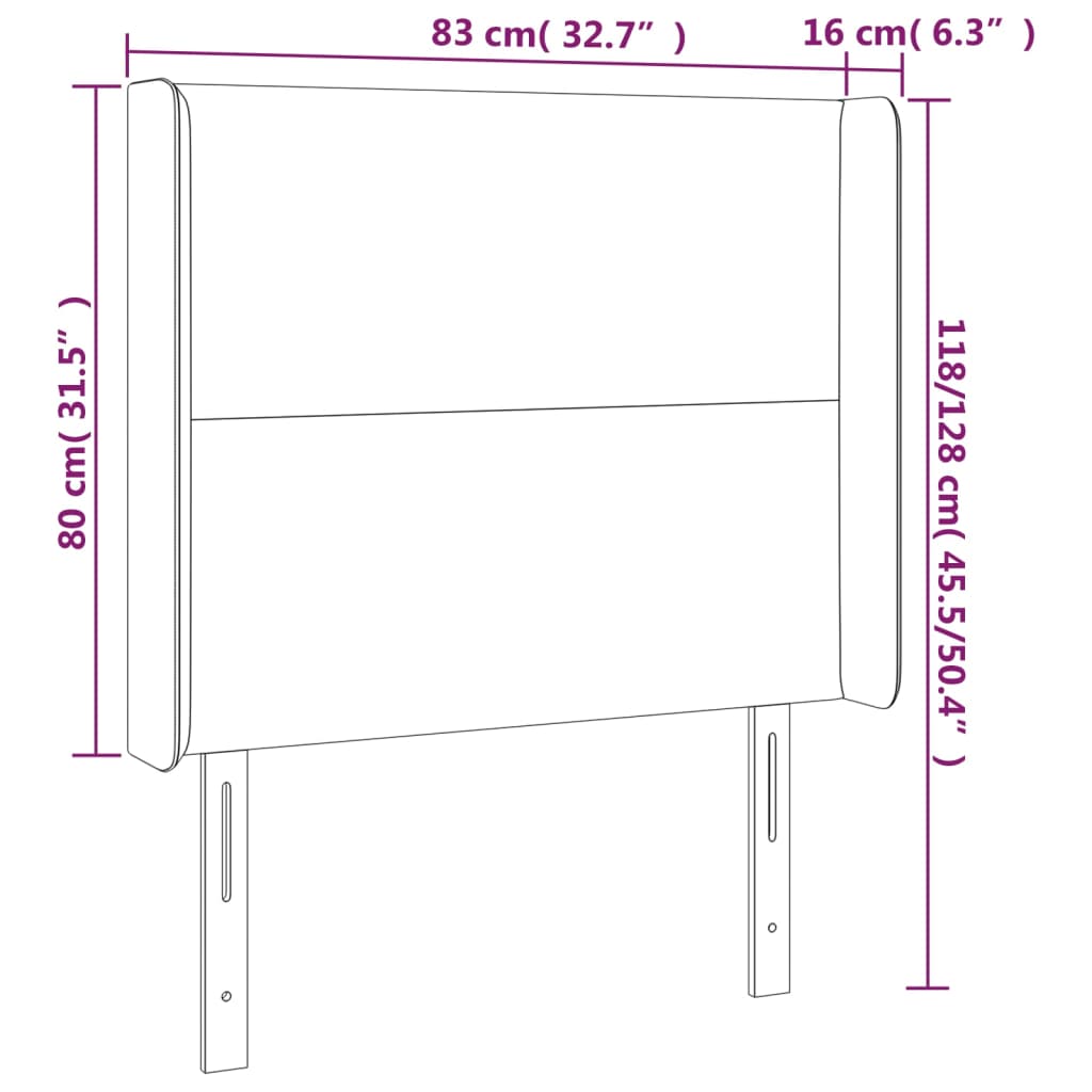 fekete szövet LED-es fejtámla 83x16x118/128 cm