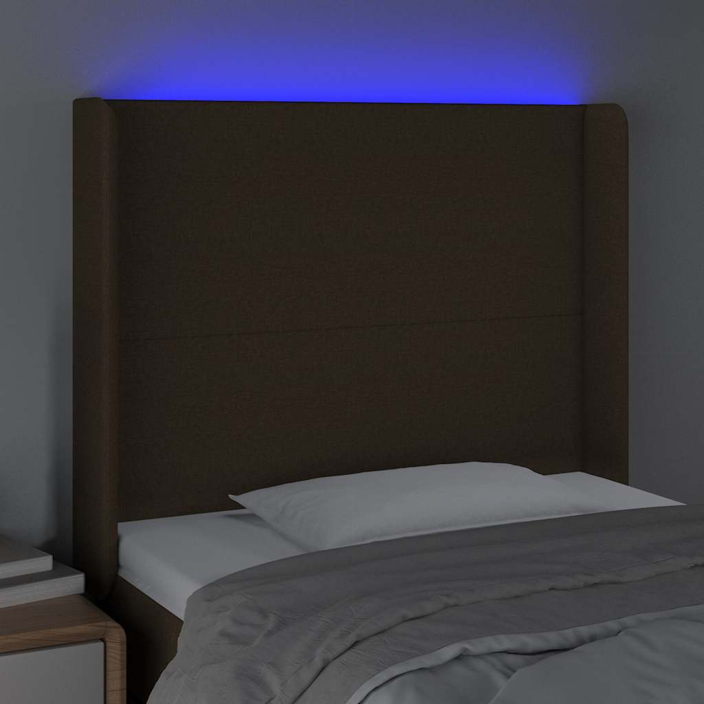vidaXL Hoofdbord LED 83x16x118/128 cm stof donkerbruin bruin, foto 2