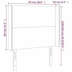 Čelo postele s LED černé 93 x 16 x 118/128 cm textil - obrázek 6
