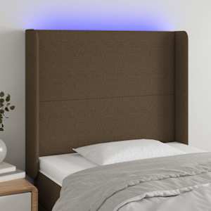 Čelo postele s LED tmavě hnědé 93 x 16 x 118/128 cm textil - obrázek 1