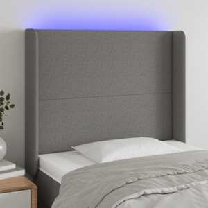 Čelo postele s LED černé 103 x 16 x 118/128 cm textil - obrázek 1