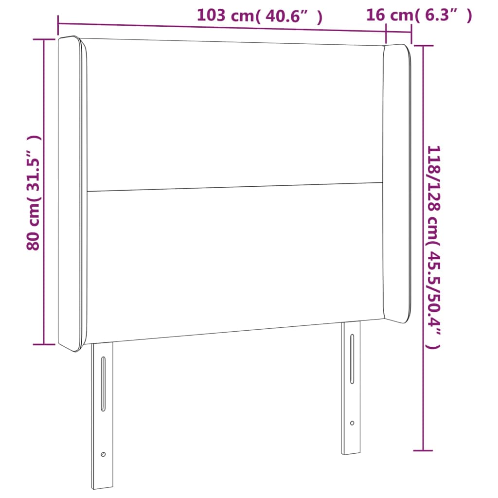 sötétbarna szövet LED-es fejtámla 103x16x118/128 cm