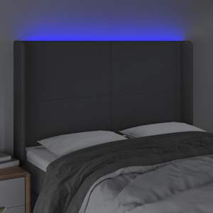 Čelo postele s LED tmavě šedé 147 x 16 x 118/128 cm textil - obrázek 4