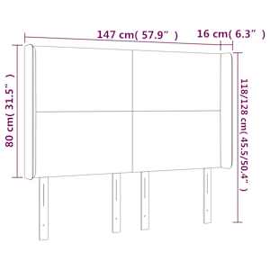 Čelo postele s LED tmavě šedé 147 x 16 x 118/128 cm textil - obrázek 6