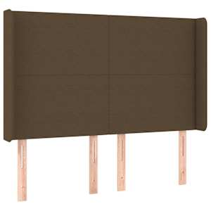 Čelo postele s LED tmavě hnědé 147 x 16 x 118/128 cm textil - obrázek 3
