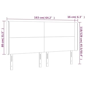 Čelo postele s LED tmavě šedé 163 x 16 x 118/128 cm textil - obrázek 6