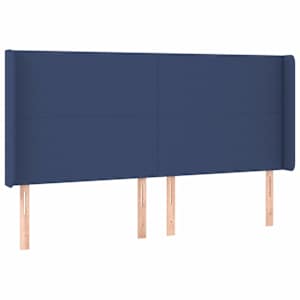 Čelo postele s LED modré 163 x 16 x 118/128 cm textil - obrázek 3