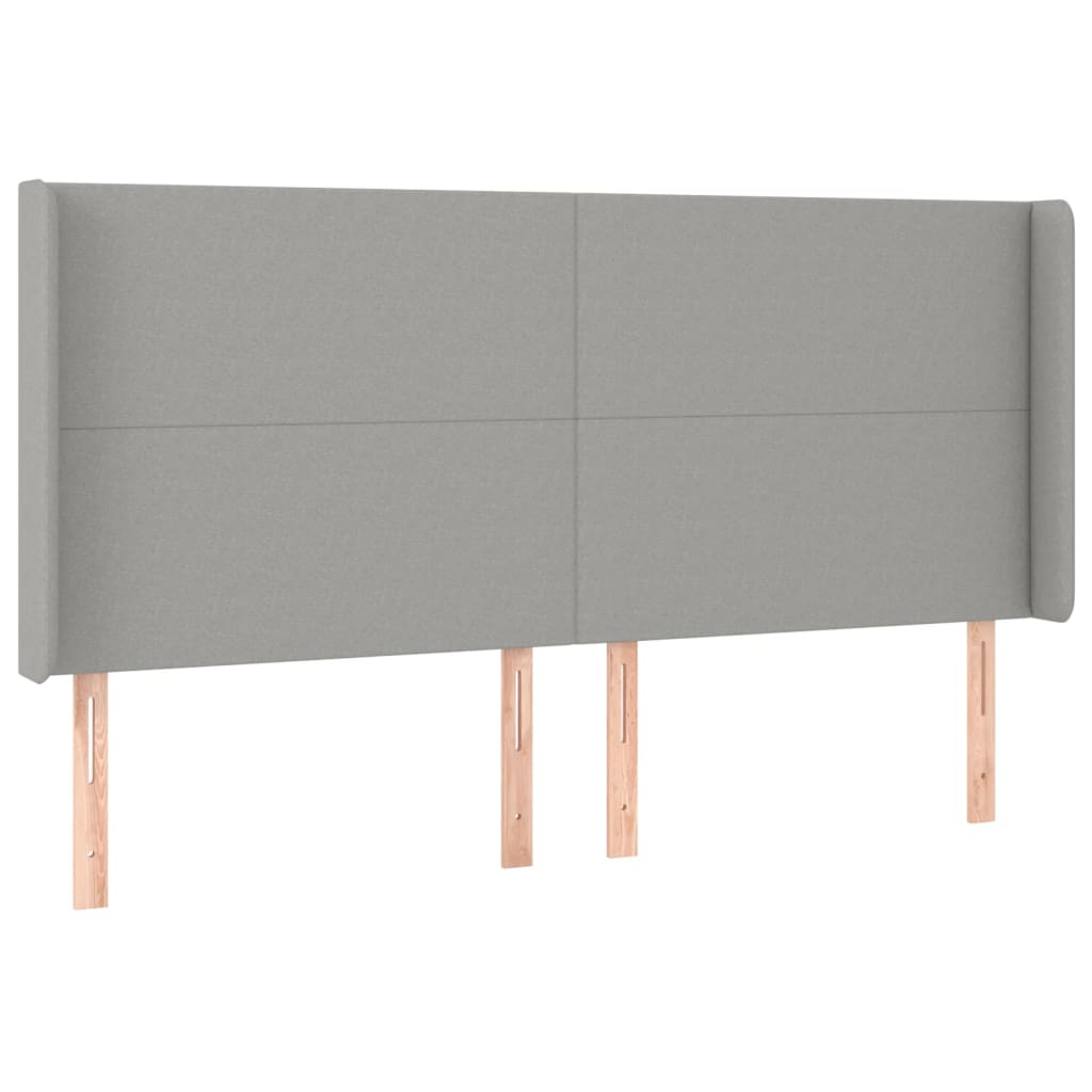 vidaXL Hoofdbord LED 183x16x118/128 cm stof lichtgrijs afbeelding