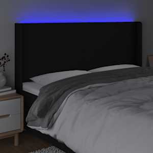 Čelo postele s LED černé 183 x 16 x 118/128 cm textil - obrázek 4