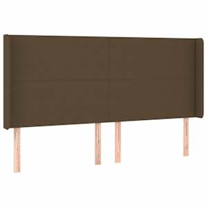 vidaXL Cabeceira de cama c/ luzes LED tecido 183x16x118/128cm castanho