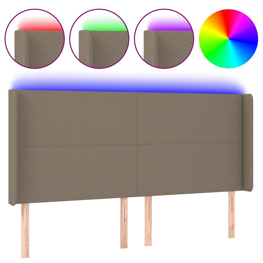 vidaXL Hoofdbord LED 183x16x118/128 cm stof taupe, foto 3