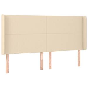 Čelo postele s LED krémové 183 x 16 x 118/128 cm textil - obrázek 3